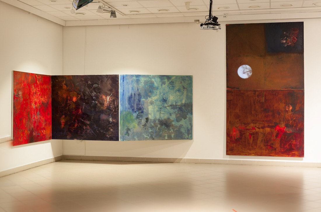 Kompozicija I, 140x480cm., 160x 280 cm. (video)dr,aliejus,2015 2017m